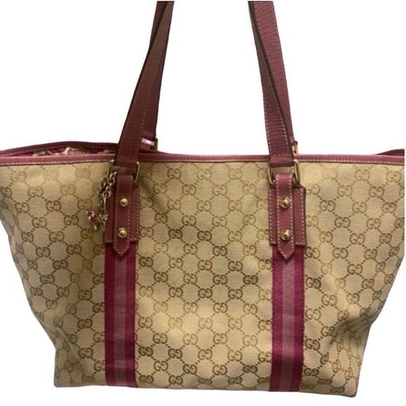 Gucci Canvas Top Handle large Tote PINK authentic - Picture 1 of 11